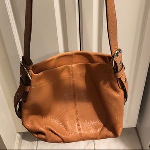 CAMEL LEATHER COACH SATCHEL [new w/o tag]